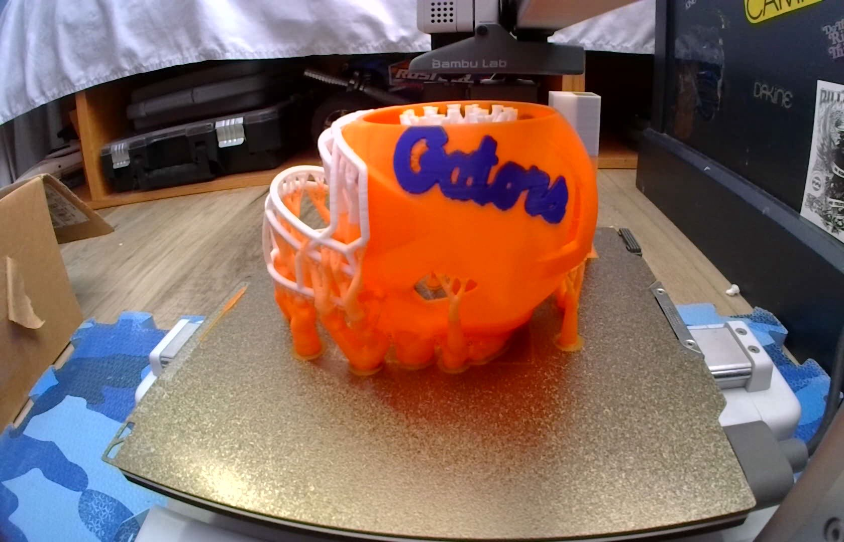 Orange and blue Gators-themed 3D print